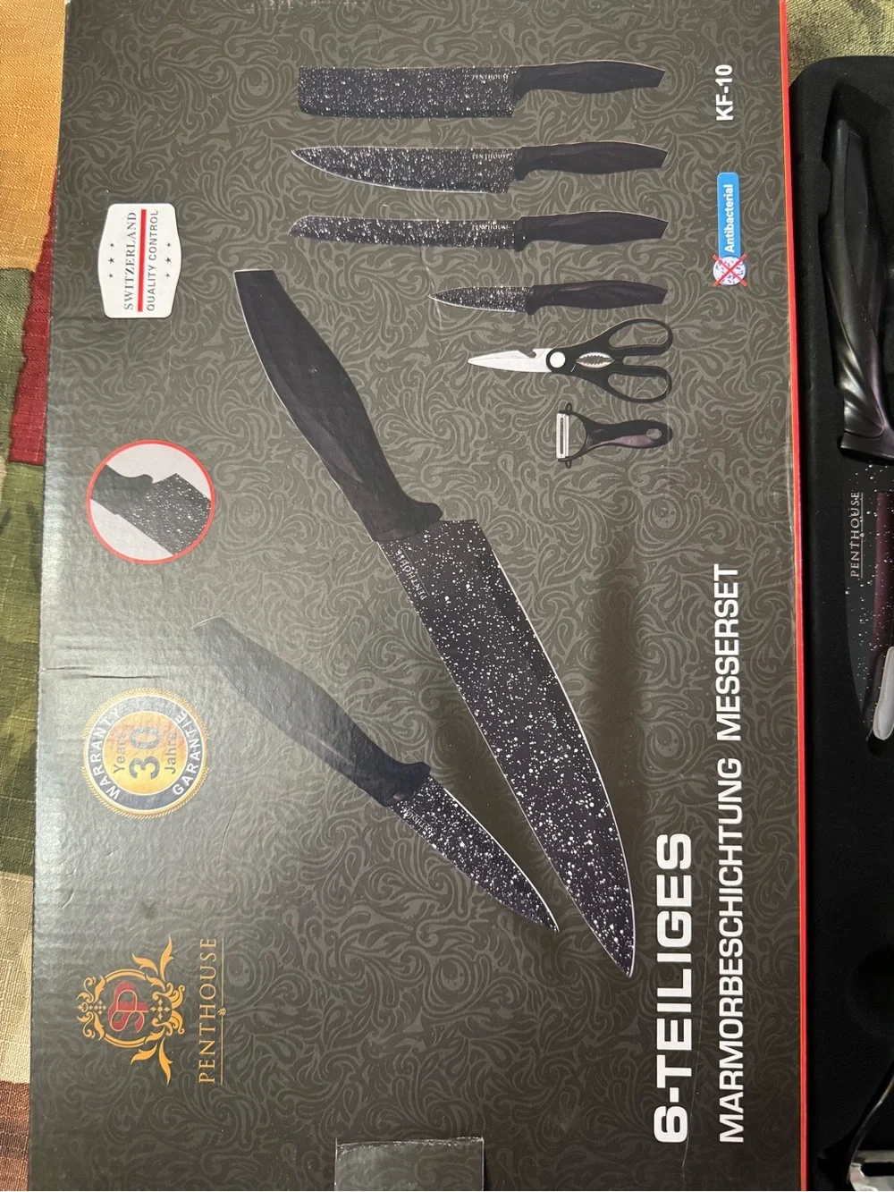 6-Piece Black Speckled Knife Set by - Kitchen Cutting Set